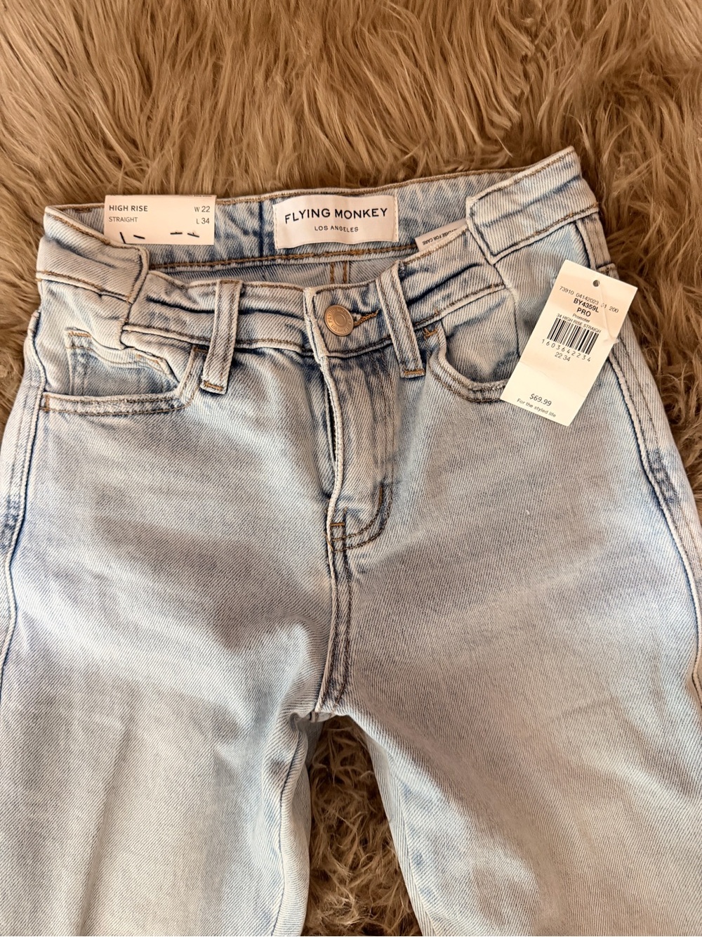 NWT Flying Monkey Light Wash High Rise Straight Jeans SIZE 22